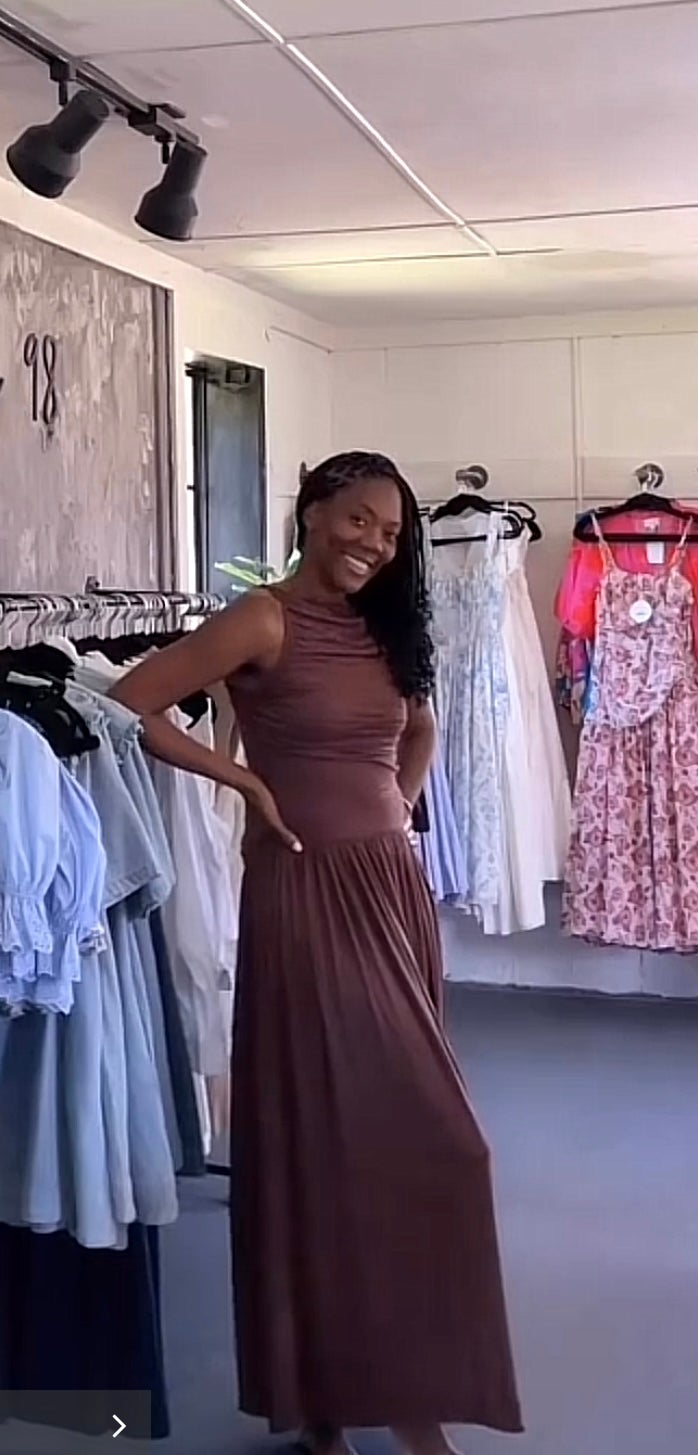 leni maxi dress brown Sasha Therese